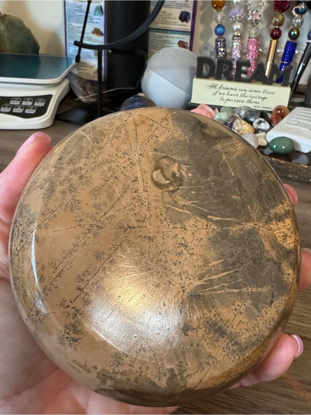 Picture Jasper Bowl With Lid.  4 in round & 1.25in deep